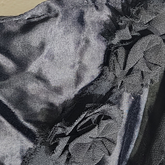 Zara Satin Strappy Floral Black Slip Dress - Picture 5 of 10